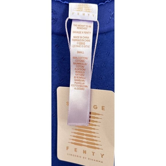 SAVAGE Fenty Pointelle Sleep Pant Dreamy Blue 100% Cotton Knit Size Small NEW - Picture 4 of 4